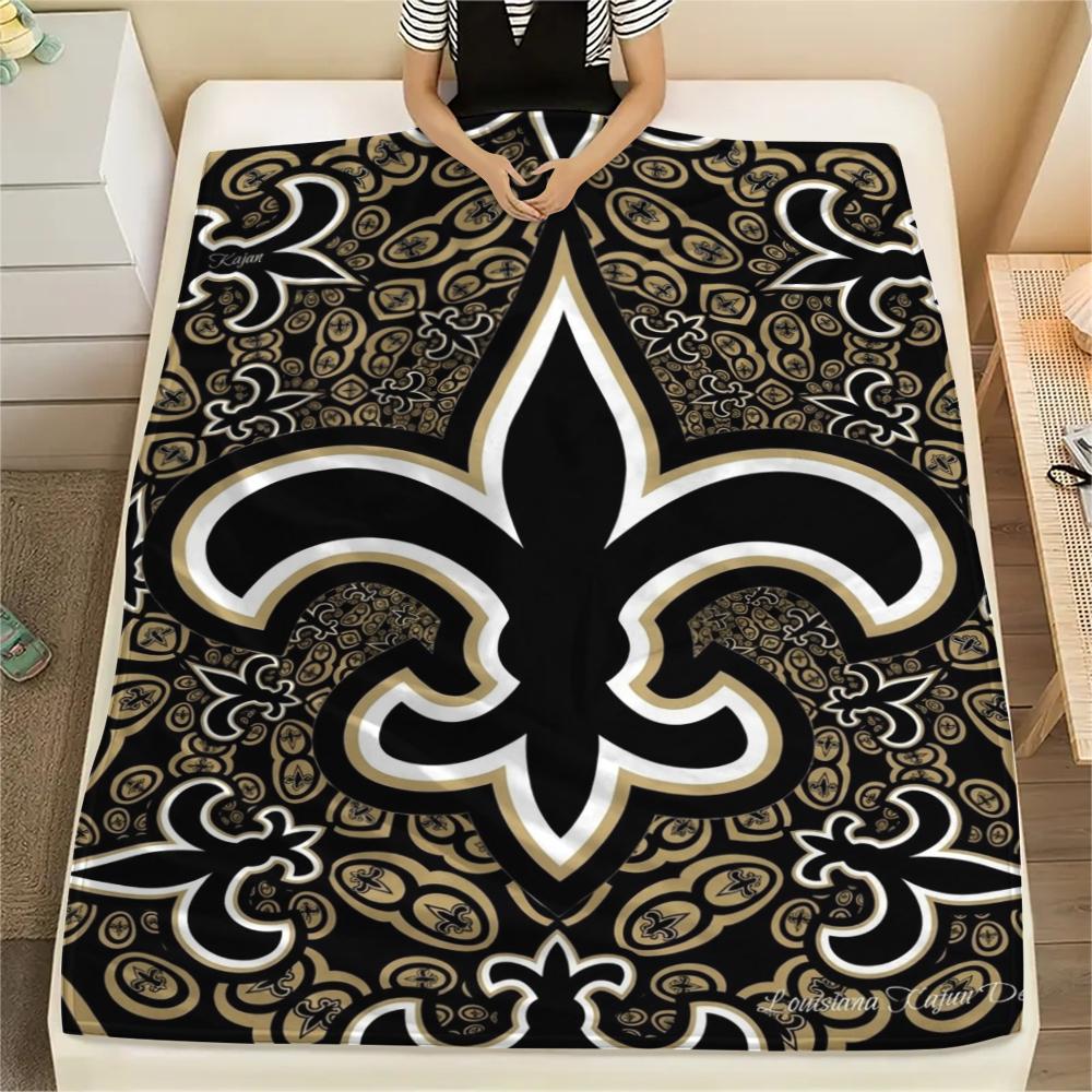 New Orleans Saints Print Flannel Blanket, High quality Comfortable for All Seasons, Home Decor, Warmth and Comfort, Perfect for Christmas Gifts