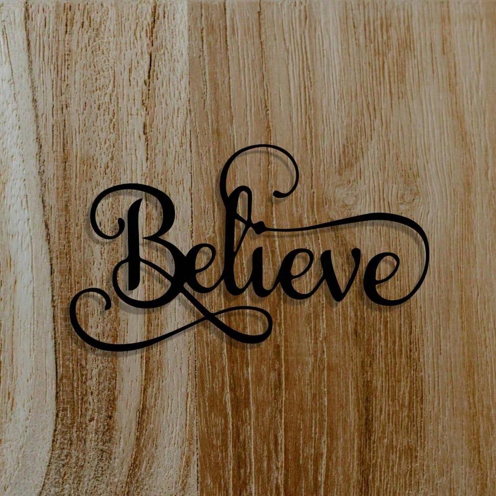 Винтажное Металлическое Настенное Искусство 'Believe' Черное Железное Написание Декор в Стиле Фермерского Дома Вдохновляющий Подарок