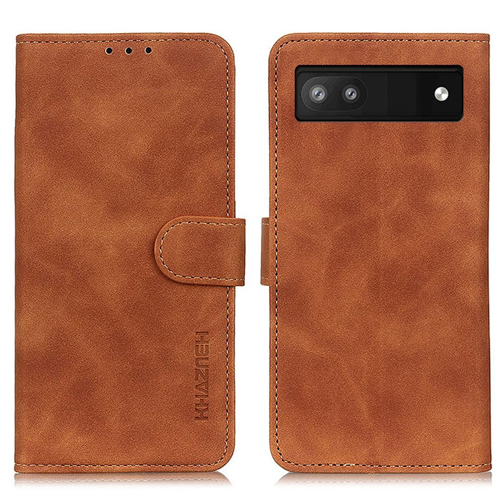KHAZNEH For Google Pixel 7a Phone Leather Case Retro Texture Phone Cover with Stand Wallet