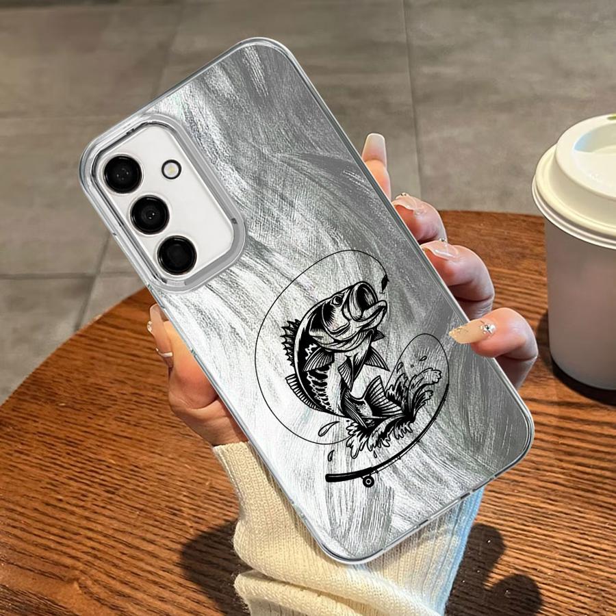 Phone Case for Samsung Galaxy A51 A52 A33 A34 A55 A24 A21s A23 A26 A13 A14 A35 A36 A15 A16 Soft Cover Line Fishing Man