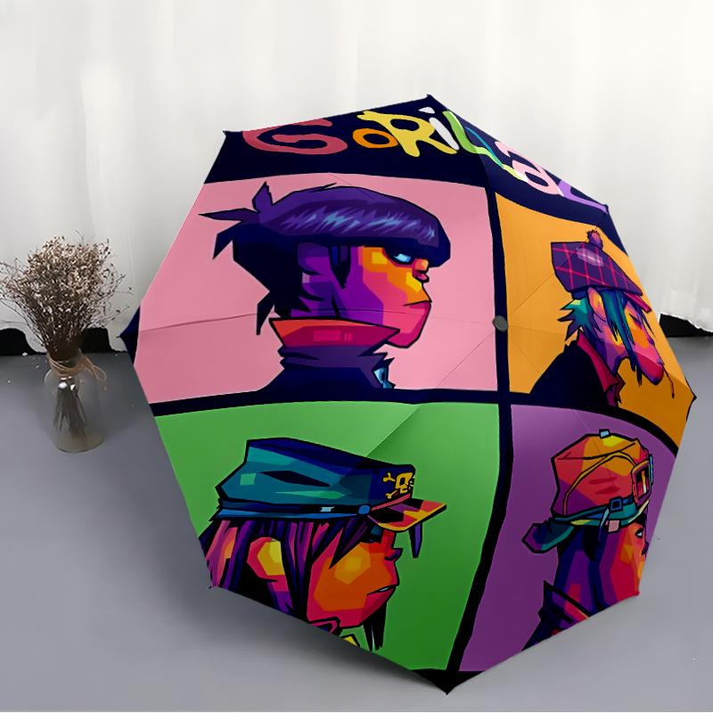 Складной зонт Gorillaz с принтом, для улицы, отдыха и путешествий, прочная ткань зонта, подарок на день рождения и праздник