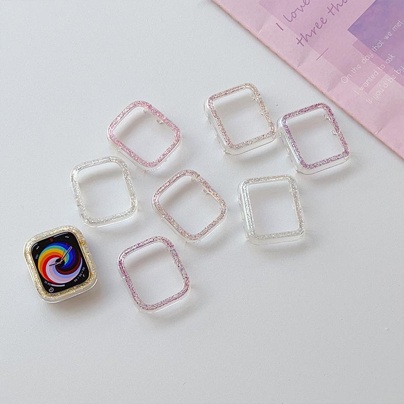 Прозрачный чехол с блестками для Apple Watch Series Ultra2 9 8 7 5 6 SE Ultra Блестящий бампер Защитная крышка для iWatch 41 45 49 44 40 42 38 мм