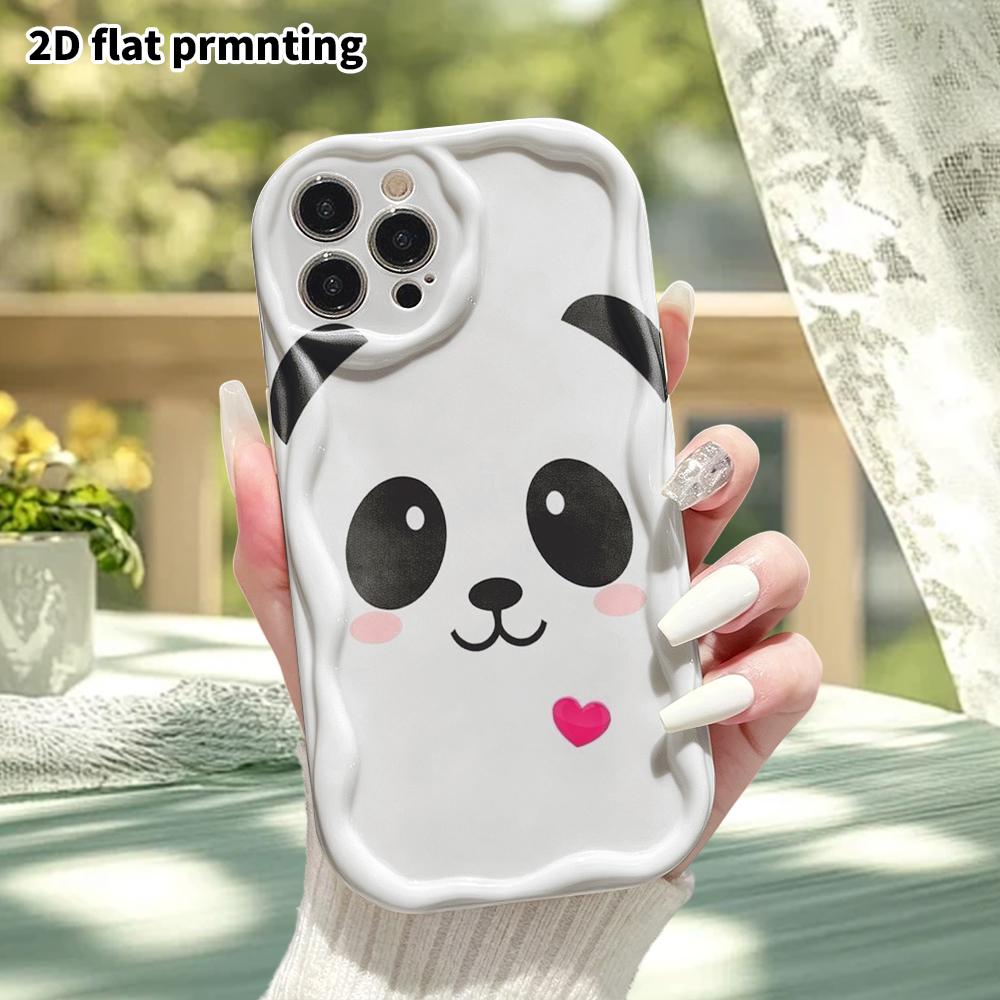 Phone Case: 2D flat design suitable for iPhone 18 17 16 15 14 13 Pro protective case, simple panda head, perfect Christmas and Halloween holiday gift