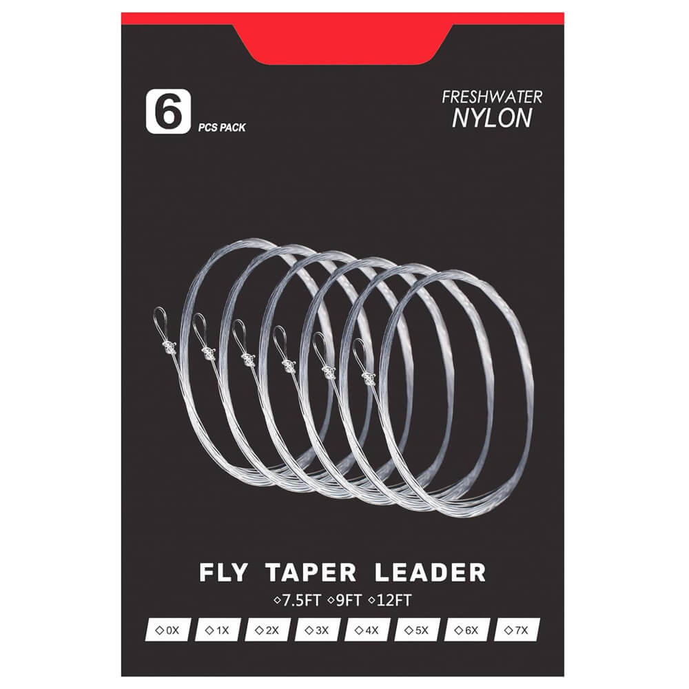 Raprance Pre-Tied Loop Tapered Leader Fly Fishing Leader 6 Pack, 9FT,Nylon Clear Fly Line Leader 3X 4X 5X 6X