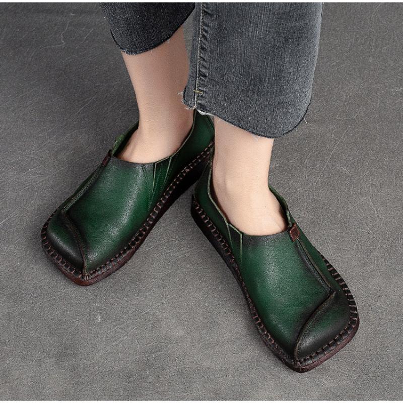 Johnature Мокасины в стиле ретро, женские туфли на плоской подошве из натуральной кожи, однотонные туфли без шнуровки на мягкой подошве с квадратным носком