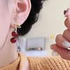 Серебряные серьги-гвоздики с цирконами и вишнями - Высококачественные, в стиле легкой роскоши, со свежим, милым дизайном