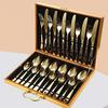 Hamper 24 Pcs Mirror Finish Stainless Steel Flatware Luxury Gold Cutlery Set for 6 Person with Golden Box