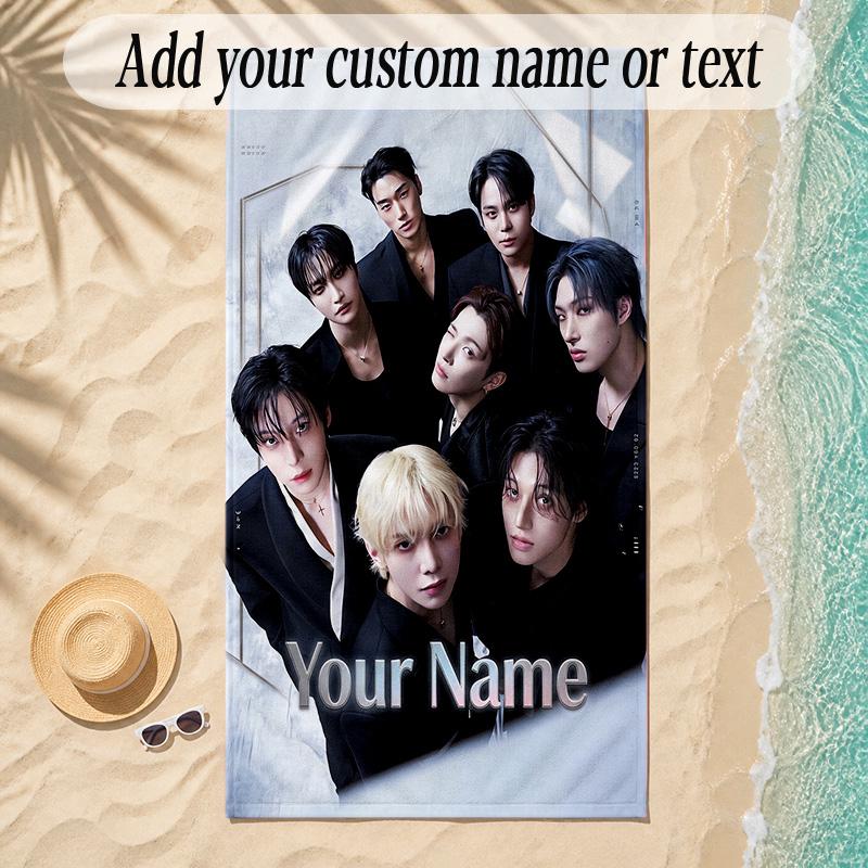 Beach TowelATEEZ Custom Name Text Personalized Soft Towel for Beach Pool Indoor Home Decor Gift