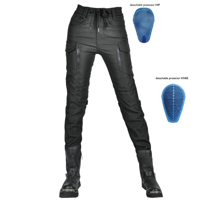 VOLERO Womens Motorcycle Riding Pants Waterproof Windproof Elastic Cuff Crash Protection With Silicone Padding