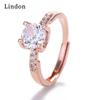 Lindon Classic Copper Alloy Zircon Ring Ladies Jewelry Wedding Promise Party Gift