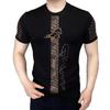 Роскошная футболка с короткими рукавами и стразами для мужчин, летняя, с круглым вырезом, облегающая, повседневная, социальная, уличная одежда, топы