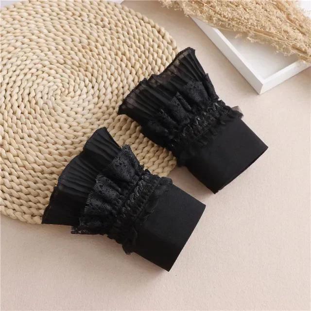 Women Detachable Sleeve Fake Cuffs Female Lace Thin Pleated Flare Sleeve False Cuffs Ruffles Wristband Decorative Accessory