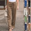Женские брюки, удобные широкие повседневные брюки, хлопковые льняные брюки, длинные брюки, свободные брюки больших размеров