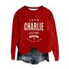 Women's Fashion Round Neck Pullover Top Long Sleeve Tee Printed Sweatshirt
