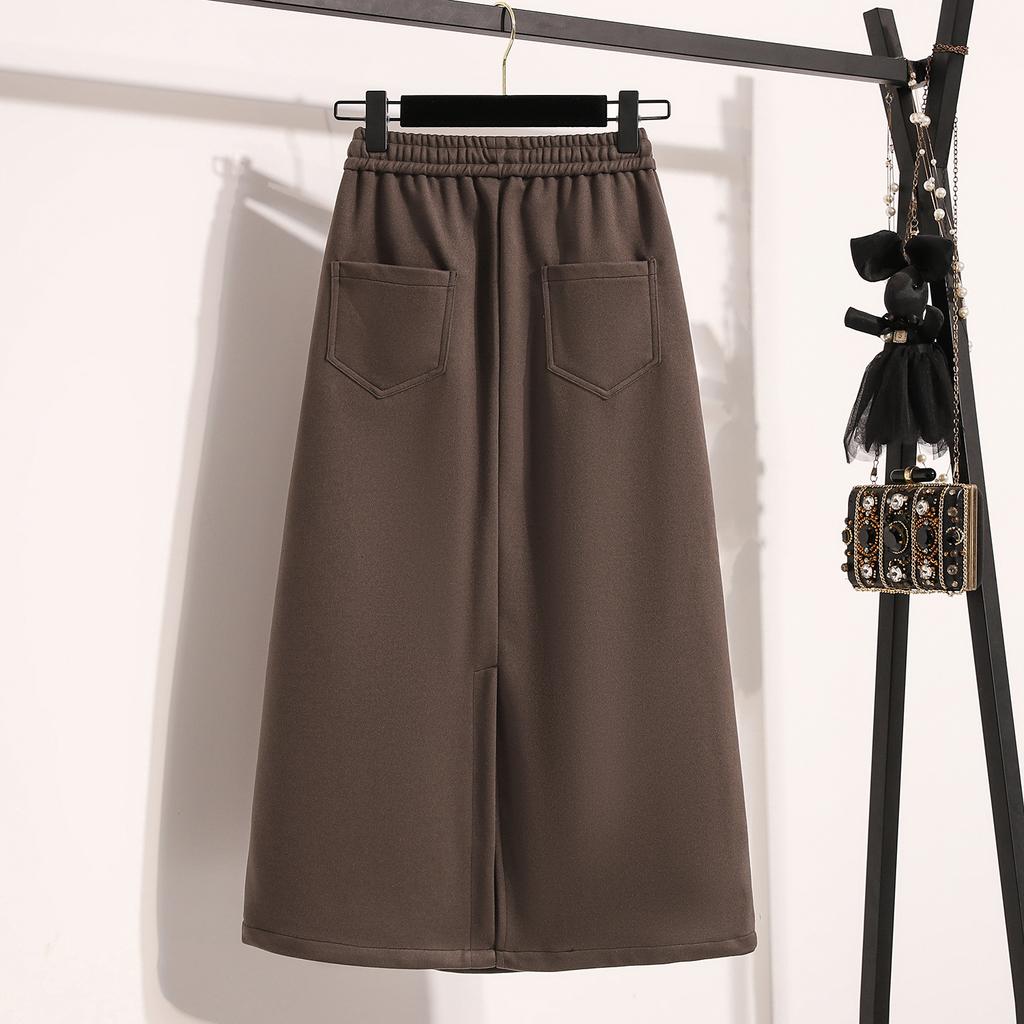 DIMANAF 2024 Новые осенне-зимние юбки больших размеров для женщин, эластичные юбки на талии, А-силуэта, элегантные юбки больших размеров с высокой талией