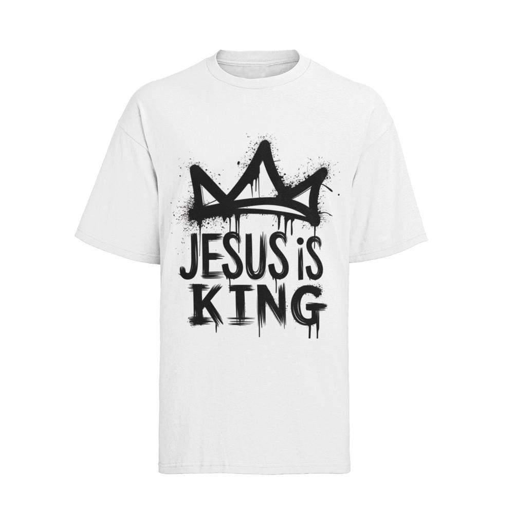 Jesus is King Glaube Gott König Religion Kirche Baumwolle Damen Oversize T-Shirt