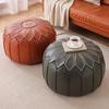 PU Leather Fillable Ottoman Pouf Round Shape Round Pouf Cover New Storage Ottoman  Living Room