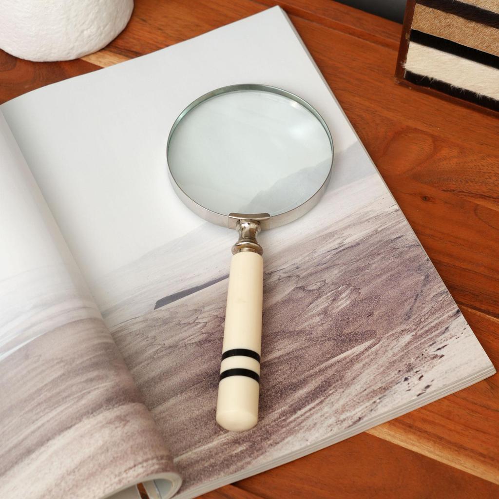 Classic Striped Handle Magnifying Glass Steel & Resin Design