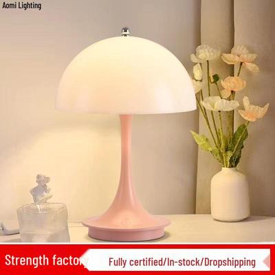 Скандинавская перезаряжаемая сенсорная лампа в форме гриба — ночник для спальни, не раздражающий глаза.