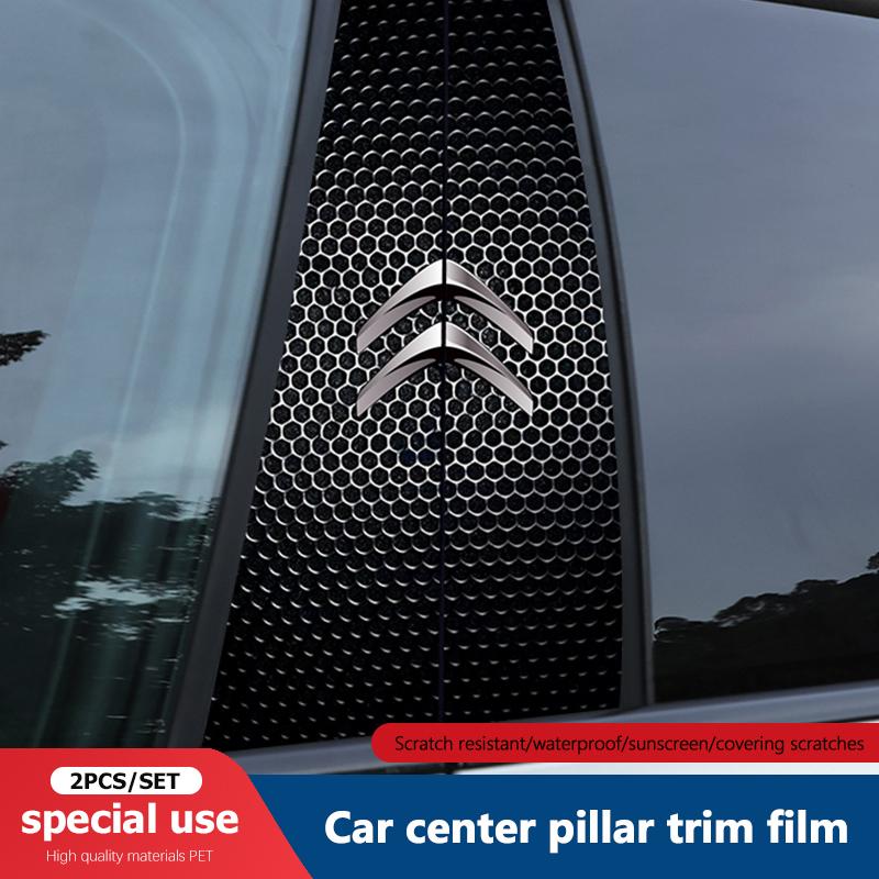 Citroen-wwwn-2Pcs Car Emblem Center Pillar Film Auto Door Decorative Sticker For Citroen C4 C3 C5 C5X e-C4 X e-C3 C-Elysee Berlingo C1 C6 anc123