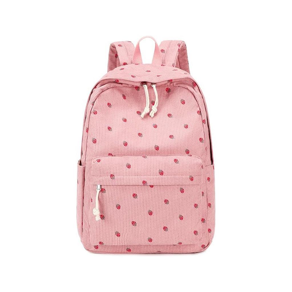 Corduroy Large Capacity Backpack with Padded Shoulder Straps for Students Casual Everyday Use