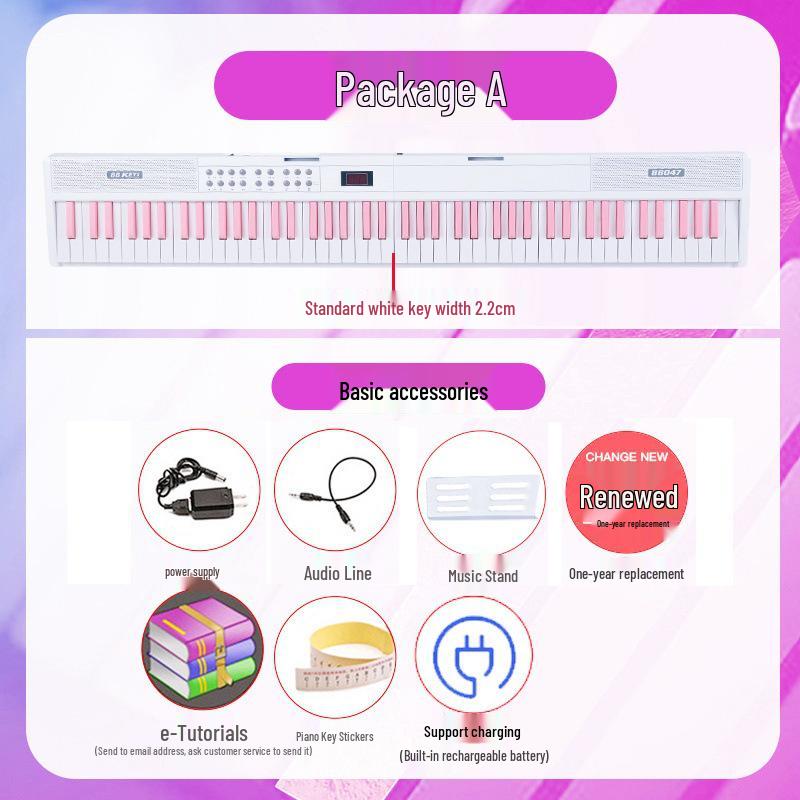 Перезаряжаемое 88-клавишное складное цифровое пианино: Bluetooth и MIDI, Идеально для начинающих и детей