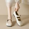 Fashion Double Belt Mary Janes Flat Shoes Woman 35-43plus Size Moccasins  Designer Pleated Leather Flats Women Soft Bottom Loafers
