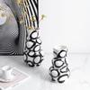 Minimalist and Abstract Ink Ceramic Layered Vases, Hotel Study Foyer Flower Arrangement and Decorative Art Ornaments