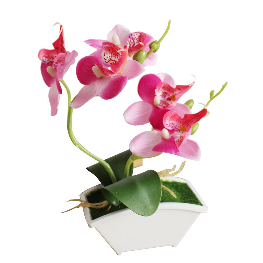 Artificial Butterfly Orchid Flower Phalaenopsis Home Office Decor with Flowerpot