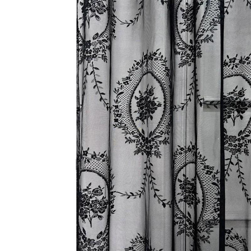 Black Elegant Lace Sheer Curtain Door Panel Bedroom Living Room Home Decor
