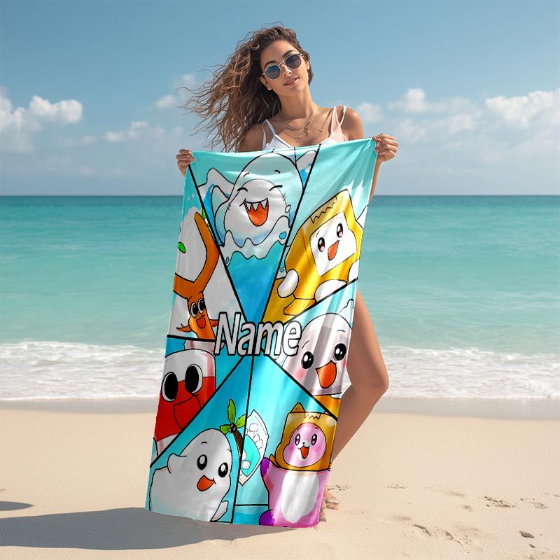 Personalized customized proof beach towel with LankyBox - Foxy pattern - soft, absorbent,quick-drying,perfect swimming,camping&bathing