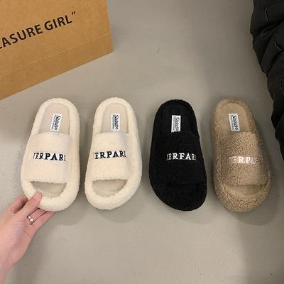 Пушистые тапочки на толстой подошве, женские, 2025, новая осенне-зимняя модная плюшевая обувь для выхода в свет, интернет-знаменитость, зарубежный стиль, хлопковые мопы