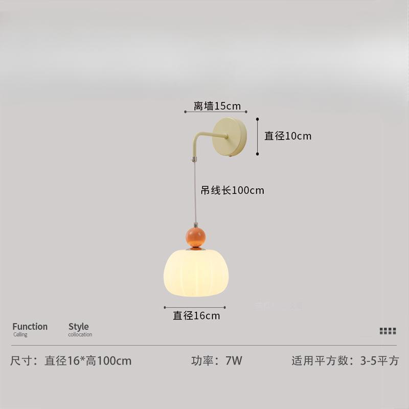 Japanese Cream Pumpkin Nordic Bedroom Bedside Lamp Wall Lamp Creative Living Room Background Wall Corridor Hallway Light