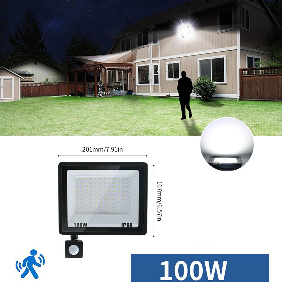 LED Floodlight Motion Sensor AC220V AC110V 10W-300W Waterproof Outdoor Projector Exterior Spotlight Outdoor lamp Wall Reflector