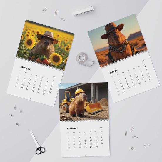 2025 Capybara Wall Calendar 12 Month Planner Capybara Calendar Hanging Animal Monthly Calendar Gift for Capybara Lovers