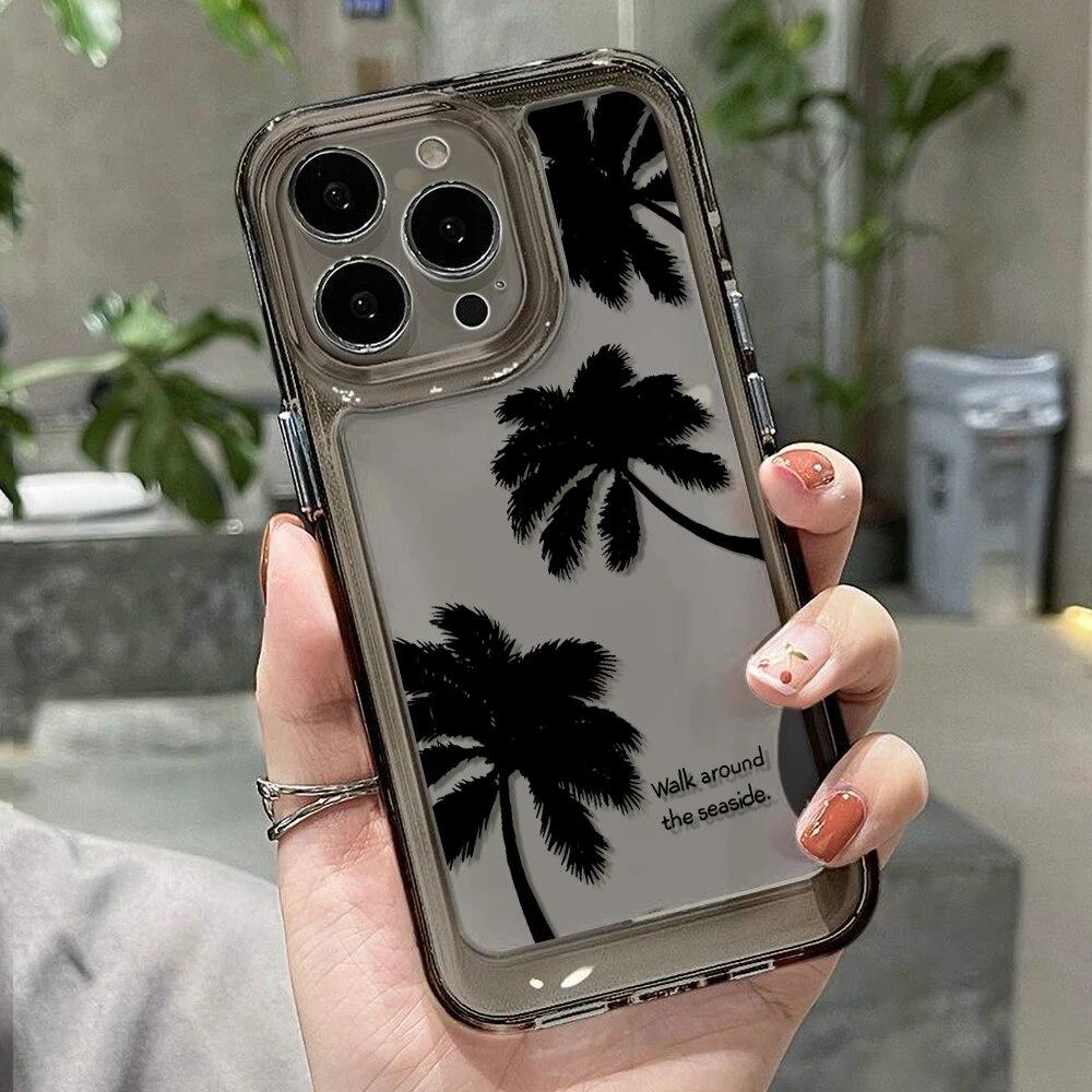 Прозрачный мягкий чехол для телефона с рисунком кокосовой пальмы для iPhone 11 12 13 15 14 Pro Max XR XS Max X 7 8 14 Plus SE 2020 2022 силиконовый чехол