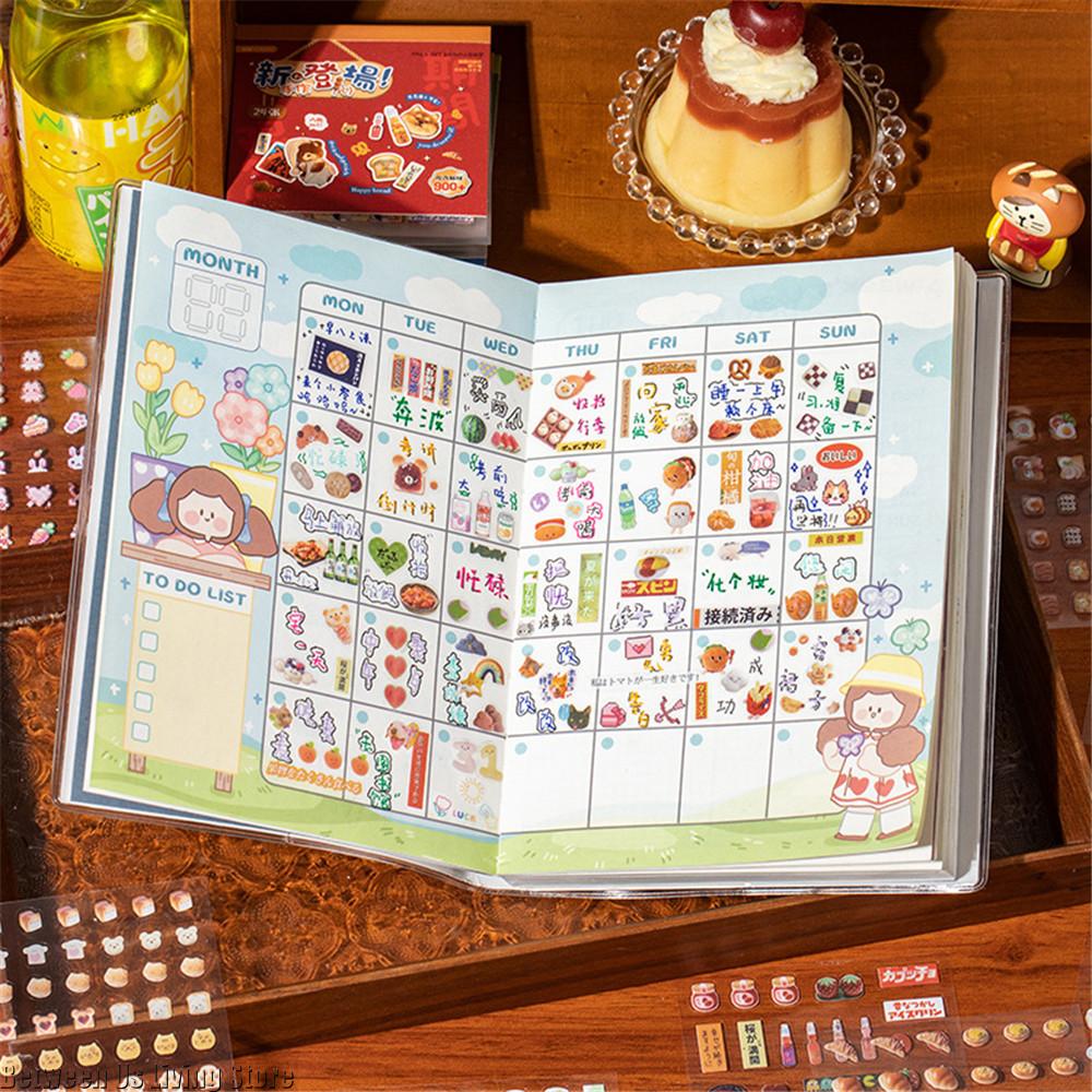 24 heets Vintage Cute Elements Translucent Pet Stickers Book for Scrapbooking Supplies Craft Supplies