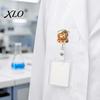 Decorative ID Card Clip Retractable Badge Holder, Cute Monkey Pattern Print 360 Degree Rotating Name Tag Clip, Acrylic Telescopic Easy-pull