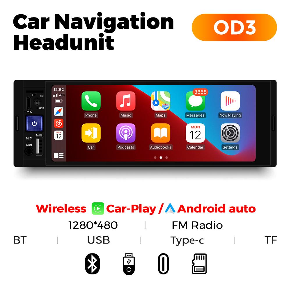 6.86'' 1Din Wired Wireless Carplay Android Auto MP5 Car Radio Multimedia Player BT FM Mirror Link Car Audio Stereo