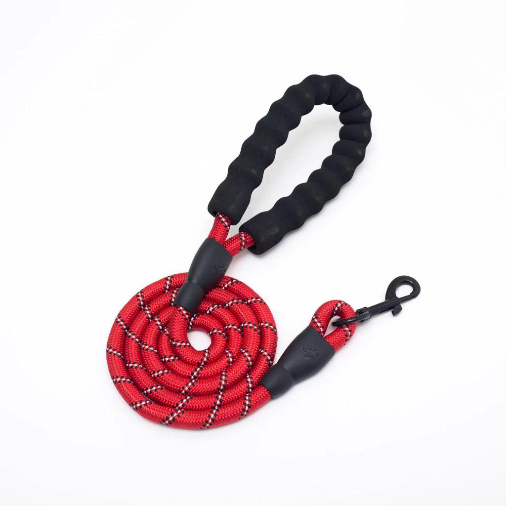 Reflective Multicolor Nylon Dog Leash with Foam Handle - Large & Medium, Explosion-Proof, Round Rope.