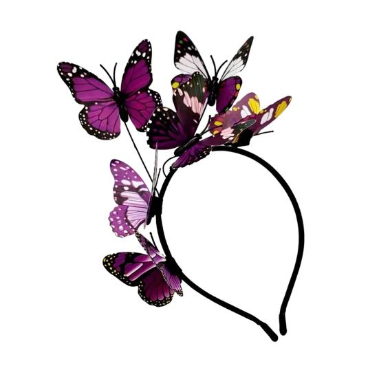 Женская повязка на голову с разноцветными бабочками, декор для свадебных волос, вечеринки, косплей, Хэллоуин, аксессуары для волос