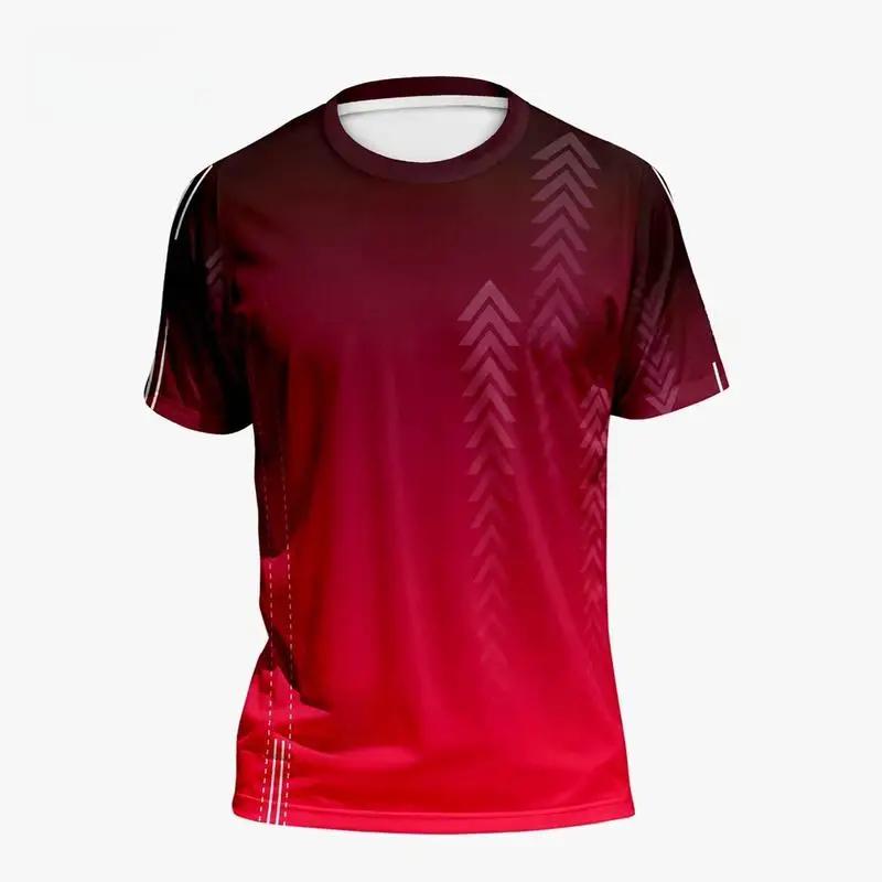 Men's Clothing 3D Gradient Short Sleeve T-Shirt Outdoor Sports Quick Dry T-Shirt Basketball Training Running T-Shirts for Men