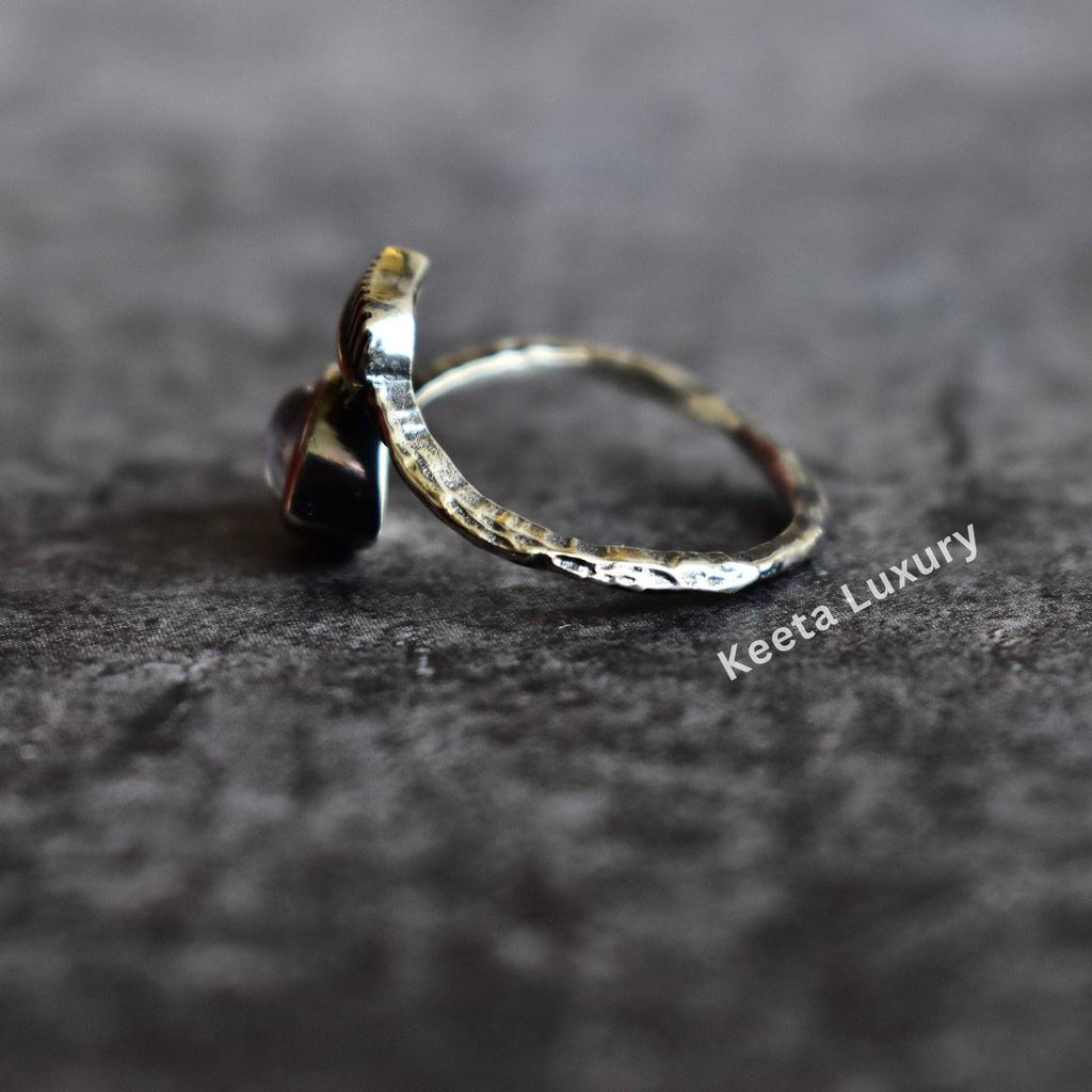Leaf Rainbow Moonstone Ring, Nature Inspired bohemian Ring, rainbow moonstone everyday ring, unique Anniversary or birthday Gift For Her