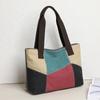New Spliced Canvas Women's Shoulder Bag Large-capacity Portable Messenger Bag Casual Ethnic Style Contrasting Color Bag