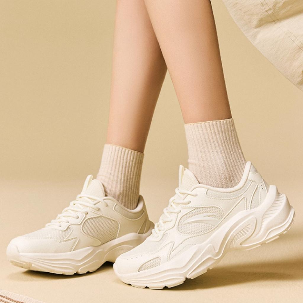 Anta Little Millennium Модные Удобные Износостойкие Дышащие Повышающие Рост Низкие Повседневные Кроссовки Женские Кроссовки Слоновая Кость 922538826-7