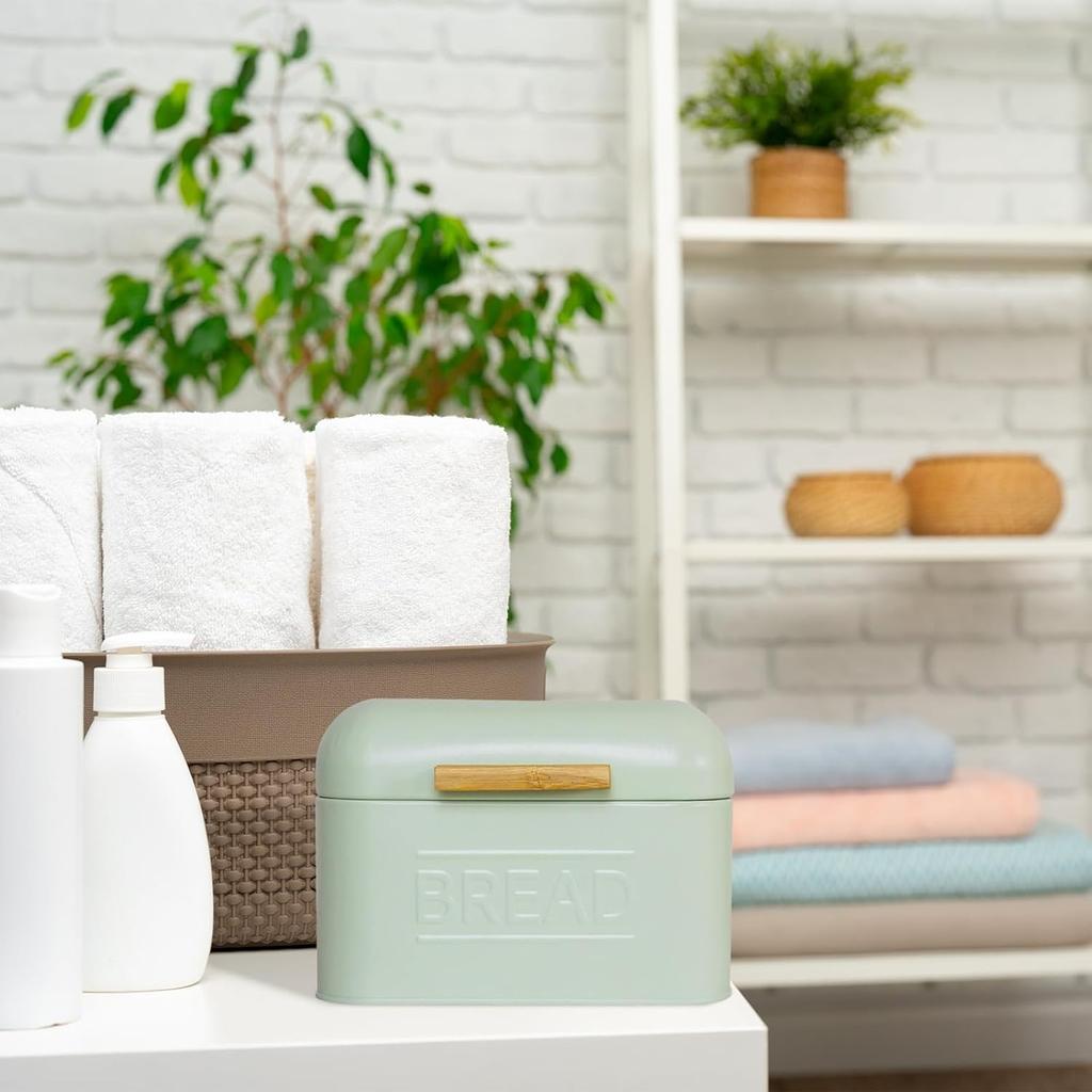 Vintage Bread Box Iron Bread Box Kitchen Storage Flip Over Storage Boxes Cupboard Iron Dustproof for Kitchen Counter Pantry