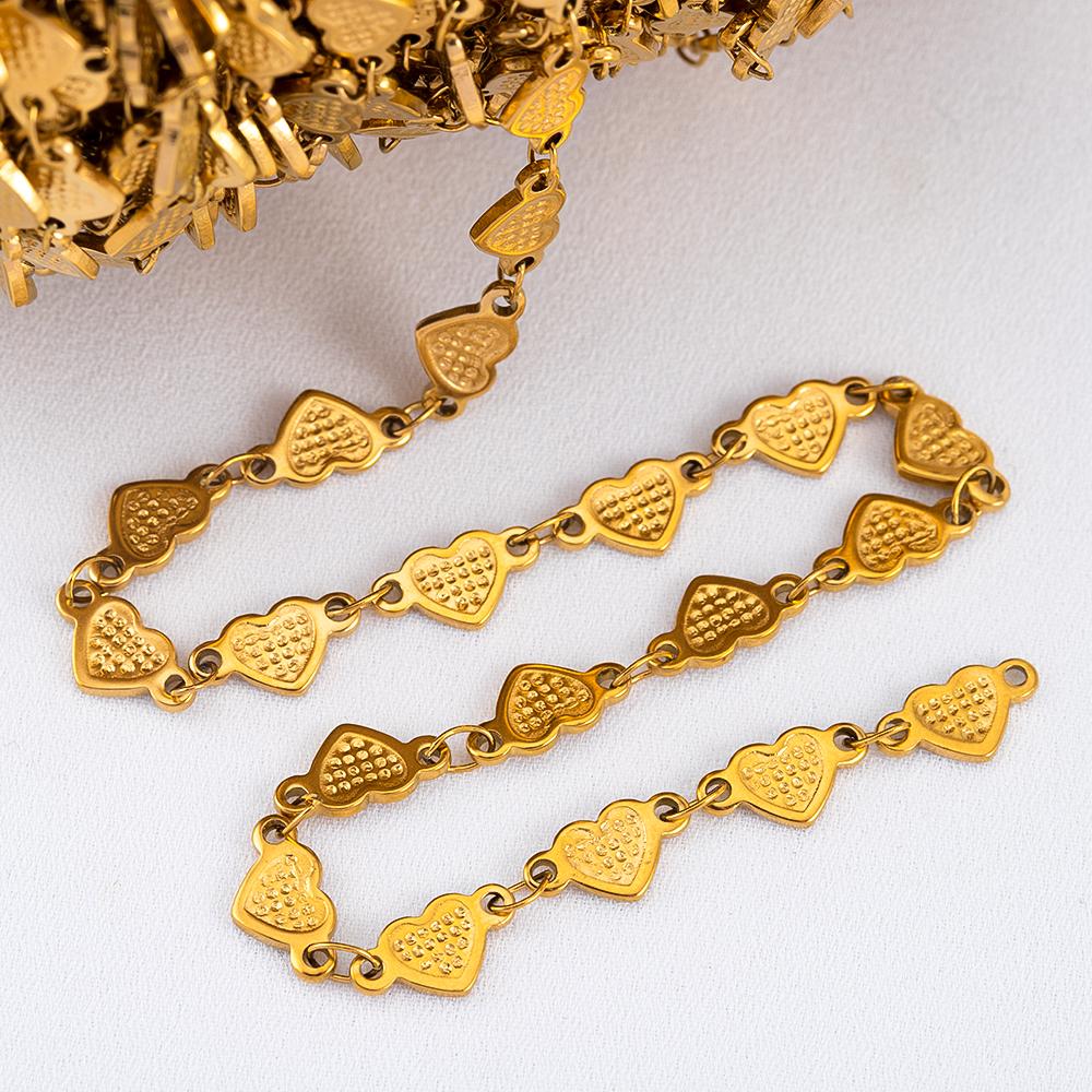 1M Stainless Steel Printed Dot Striped Square Necklace Chain Geometry Link Chains DIY Bracelet Accessory Jewelry Making Supplies