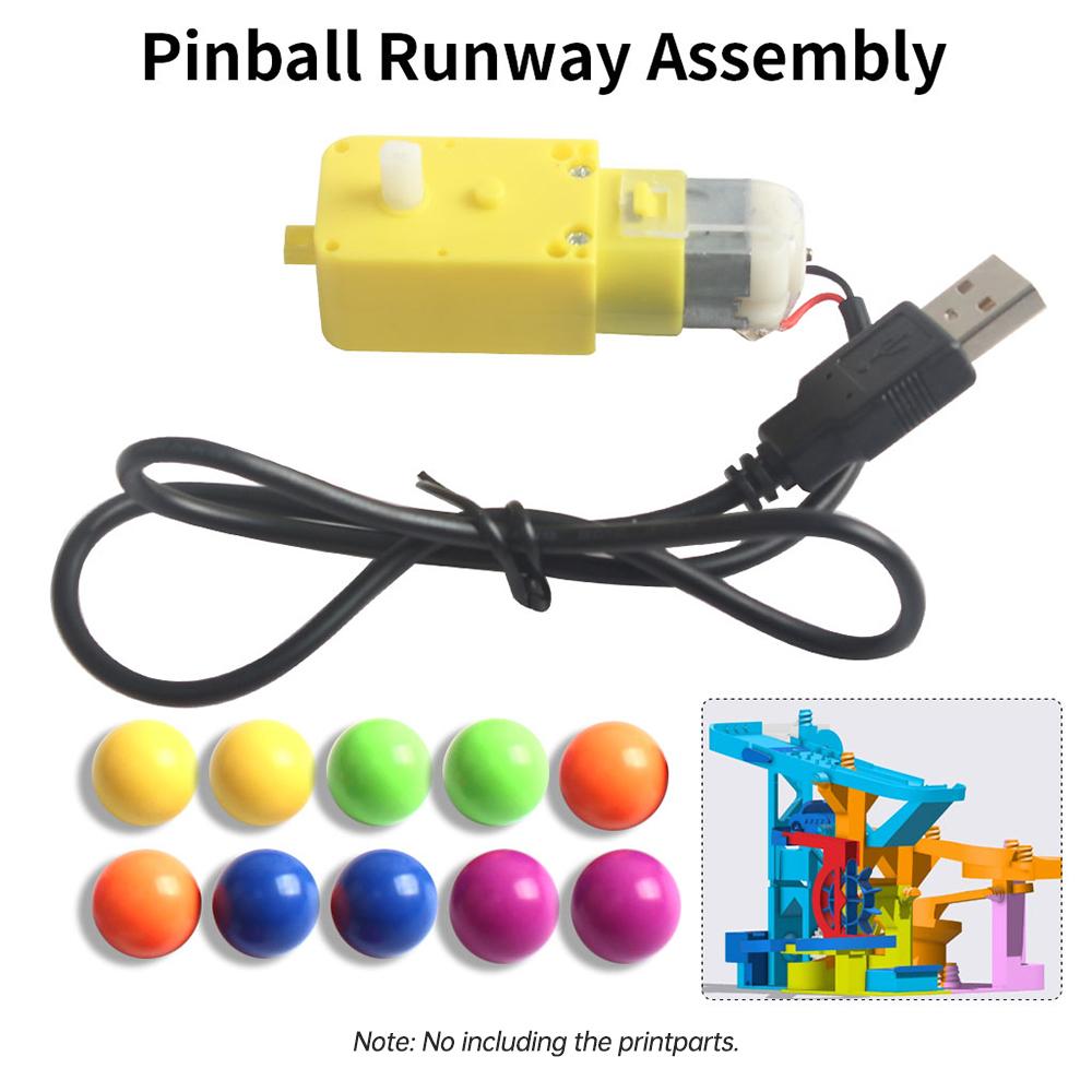 Marble Track Model 3D Print Parts Model Kit Comes with 10pcs Marbles and Motor with USB Cable