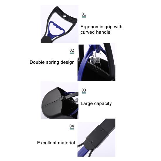 17.7" Dog Pooper Scooper Long Handle Folding Waste Pick Up Tool