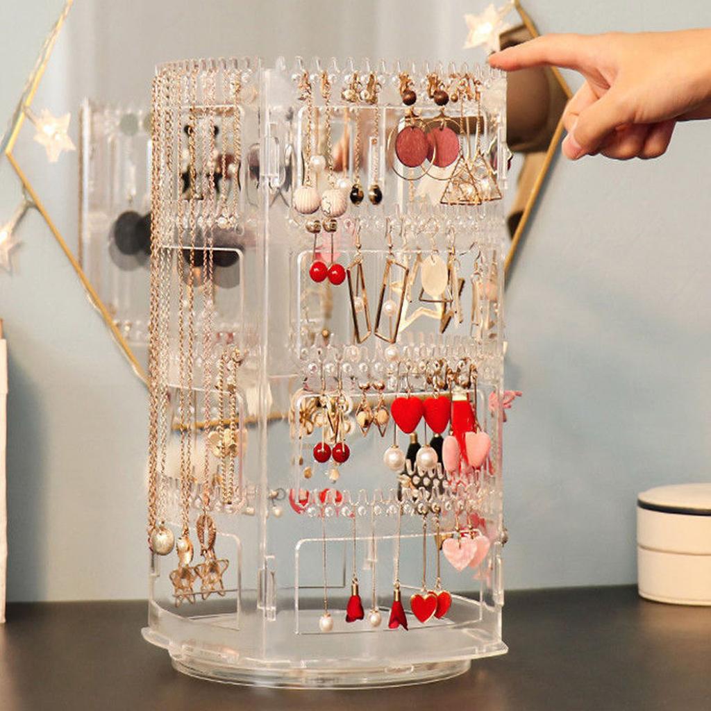 Стойка для выставки товаров ювелирных изделий Пластиковый Многофункциональный вращающийся органайзер для сережек для серег-зажимов и ожерелья
